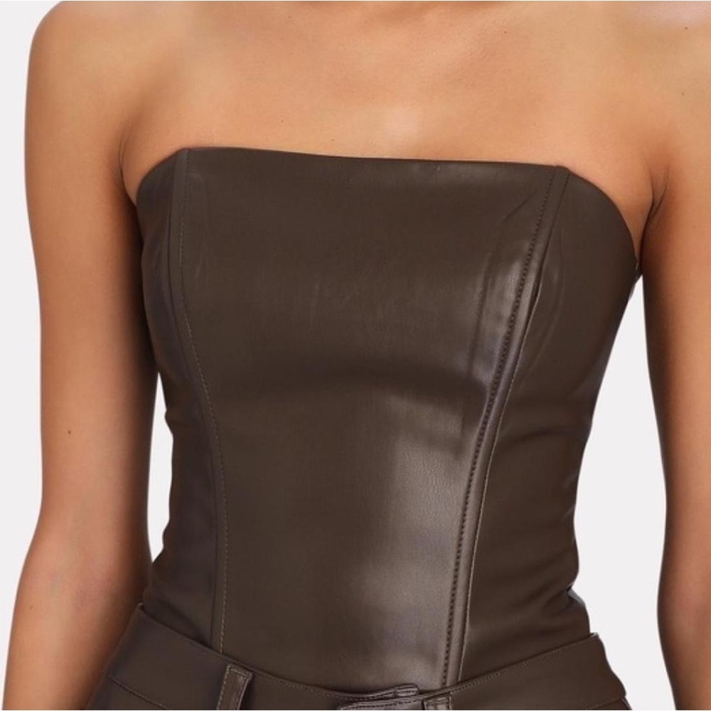 WeWoreWhat Brown Faux Leather Bustier